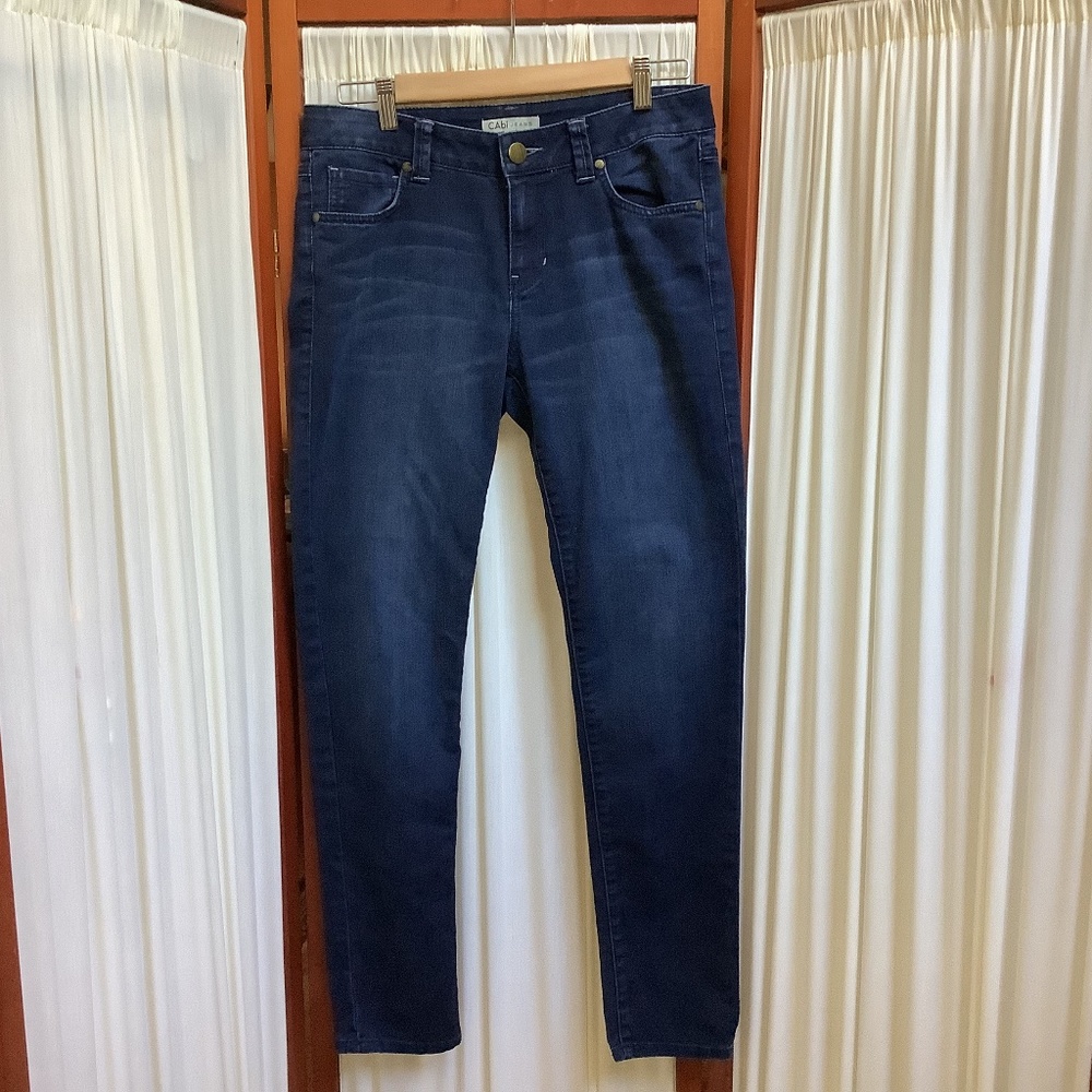 CAbi Bree Jeans #514 Deep Blue Wash Straight Leg Stretch Size 8